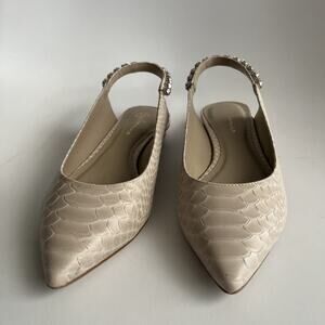 Anthropologie Guilhermina Snakeskin Leather Pointed Toe Slingback Flats Size 6